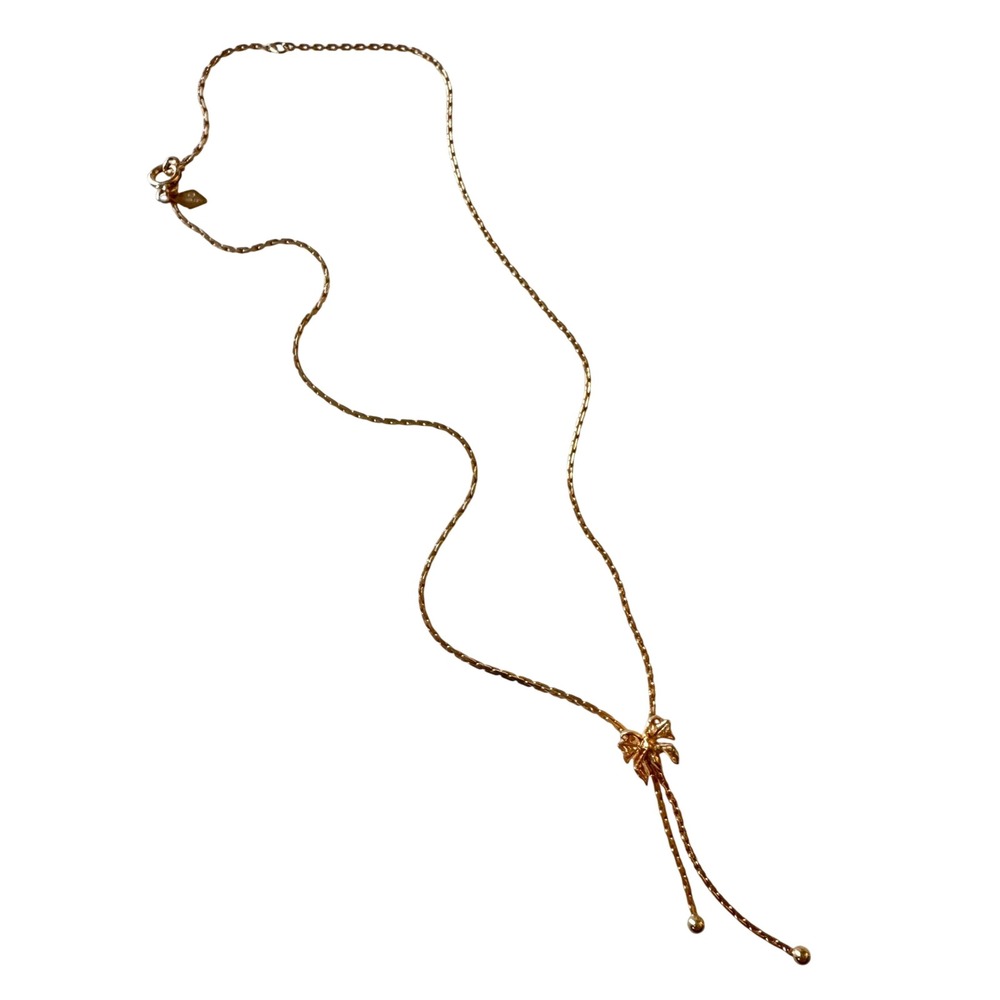 Vintage Sarah‎ Coventry Dainty Bow Necklace Gold Tone Coquette Feminine